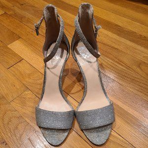 Vince Camuto Vero Cuoio Silver Sparkly Heels, size 7.5/37.5